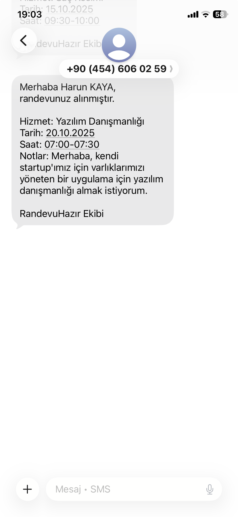 SMS Bildirimleri